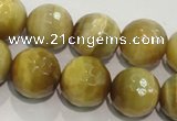 CTE904 15.5 inches 12mm faceted round golden tiger eye beads