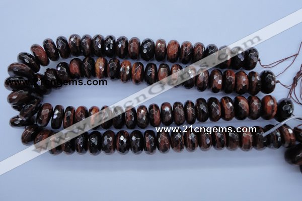 CTE94 15.5 inches 10*18mm faceted rondelle red tiger eye beads