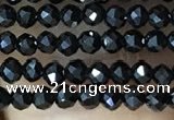 CTG1011 15.5 inches 2mm faceted round tiny black spinel beads