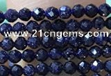 CTG1067 15.5 inches 2mm faceted round tiny blue goldstone beads