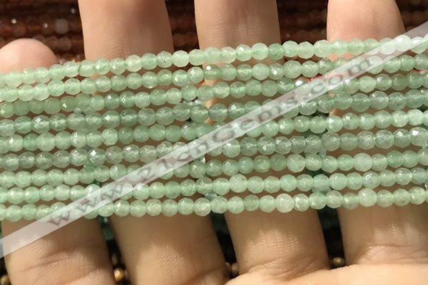 CTG1153 15.5 inches 3mm faceted round tiny green aventurine beads