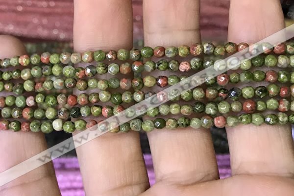CTG1181 15.5 inches 3mm faceted round tiny unakite gemstone beads