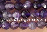 CTG1344 15.5 inches 4mm faceted round amethyst gemstone beads