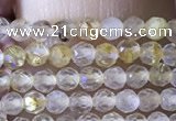 CTG1360 15.5 inches 2mm faceted round golden rutilated quartz beads