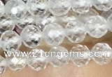 CTG1530 15.5 inches 4mm faceted round white crystal beads wholesale
