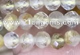 CTG1533 15.5 inches 4mm faceted round golden rutilated quartz beads