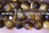 CTG1559 15.5 inches 4mm faceted round yellow tiger eye beads