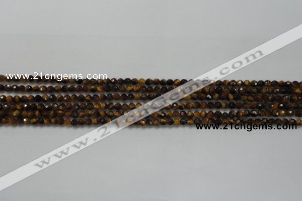 CTG207 15.5 inches 3mm faceted round tiny yellow tiger eye beads