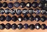 CTG2135 15 inches 2mm,3mm faceted round blue goldstone beads