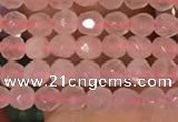 CTG2202 15 inches 2mm,3mm & 4mm faceted round rose quartz beads
