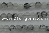 CTG254 15.5 inches 3mm round tiny black rutilated quartz beads
