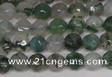 CTG301 15.5 inches 3mm faceted round ting moss agate beads