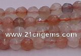 CTG508 15.5 inches 4mm faceted round tiny rainbow moonstone beads