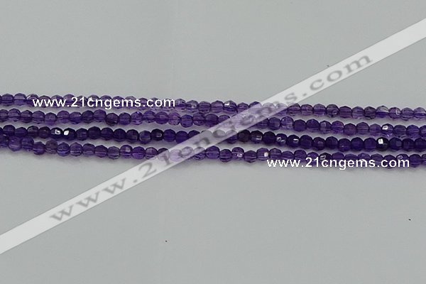 CTG553 15.5 inches 4mm faceted round tiny amethyst beads