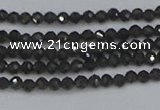 CTG641 15.5 inches 2mm faceted round golden black obsidian beads