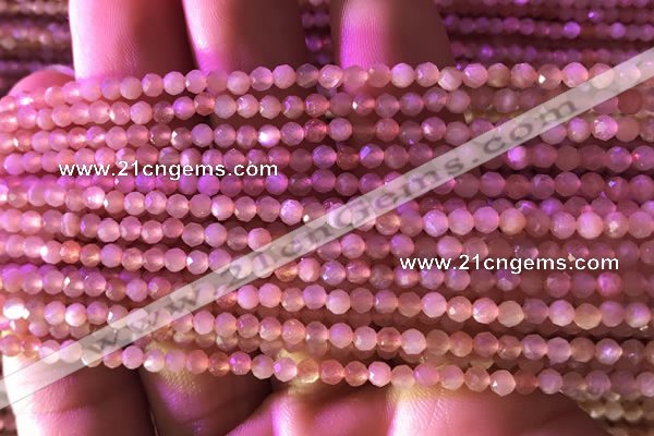 CTG738 15.5 inches 4mm faceted round tiny sunstone beads