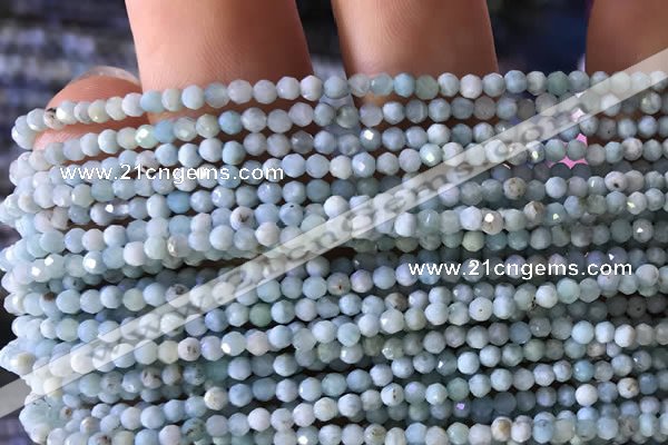 CTG768 15.5 inches 2mm faceted round tiny larimar gemstone beads
