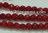CTG81 15.5 inches 2mm faceted round tiny red coral beads wholesale