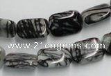CTJ17 16 inches 12*16mm rectangle black water jasper beads wholesale