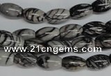 CTJ38 15.5 inches 8*12mm rice black water jasper beads wholesale