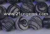 CTJ405 15.5 inches 14mm round matte black water jasper beads