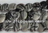 CTJ56 15.5 inches 12mm flat round black water jasper beads wholesale