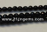 CTO107 15.5 inches 6mm faceted round natural black tourmaline beads