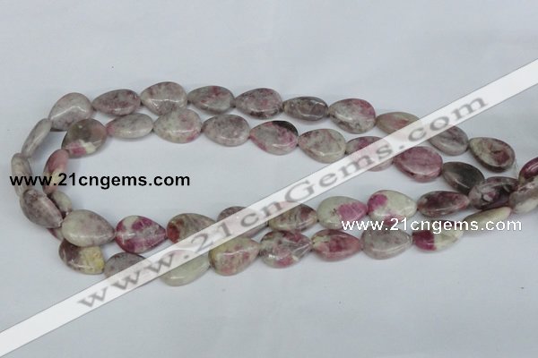 CTO214 15.5 inches 13*18mm flat teardrop pink tourmaline gemstone beads