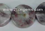 CTO234 15.5 inches 30mm wavy coin tourmaline gemstone beads