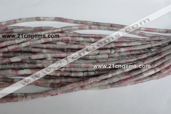 CTO239 15.5 inches 4*10mm tube pink tourmaline gemstone beads
