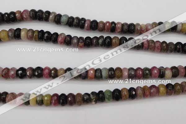 CTO377 15.5 inches 5*8mm faceted rondelle natural tourmaline beads