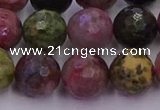 CTO638 15.5 inches 12mm faceted round tourmaline gemstone beads