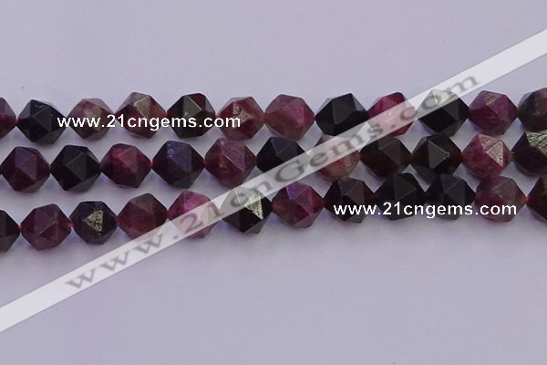 CTO653 15.5 inches 12mm faceted nuggets tourmaline gemstone beads