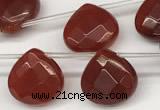 CTR646 Top drilled 13*13mm faceted briolette red agate beads