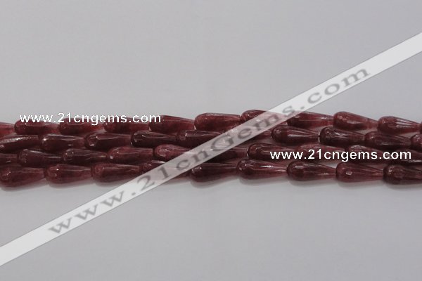 CTR92 15.5 inches 8*20mm faceted teardrop strawberry quartz beads