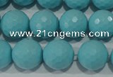 CTU1224 15.5 inches 12mm faceted round synthetic turquoise beads