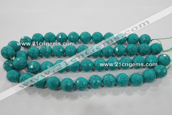 CTU1687 15.5 inches 16mm faceted round synthetic turquoise beads