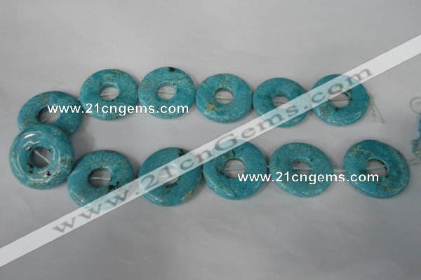 CTU1930 15.5 inches 35mm donut imitation turquoise beads