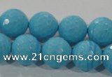 CTU2594 15.5 inches 12mm faceted round synthetic turquoise beads