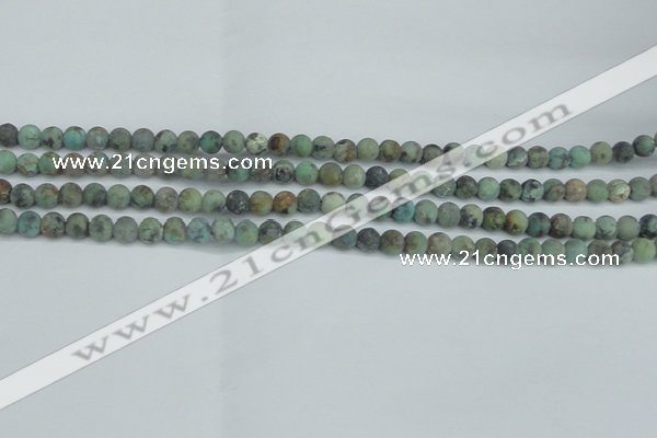 CTU562 15.5 inches 4mm round matte african turquoise beads