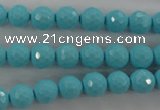 CTU912 15.5 inches 8mm faceted round synthetic turquoise beads