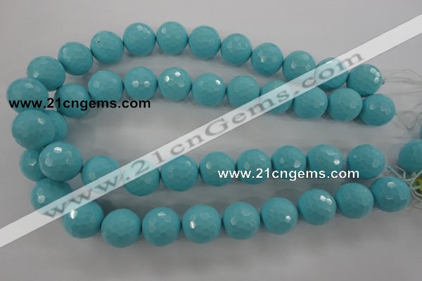 CTU915 15.5 inches 14mm faceted round synthetic turquoise beads