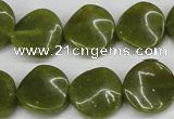 CTW17 15.5 inches 16mm twisted coin jade gemstone beads