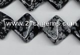 CTW35 15.5 inches 15*15mm twisted diamond snowflake obsidian beads