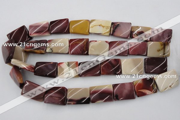 CTW393 15.5 inches 18*25mm twisted rectangle mookaite gemstone beads