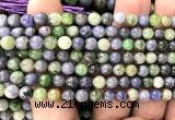 CTZ543 15 inches 7mm round tanzanite & tsavorite beads