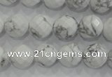 CWB214 15.5 inches 12mm faceted round natural white howlite beads