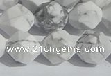 CWB247 15.5 inches 12mm faceted nuggets matte white howlite beads