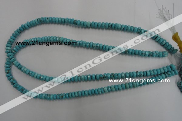 CWB441 15.5 inches 4*6mm faceted rondelle howlite turquoise beads