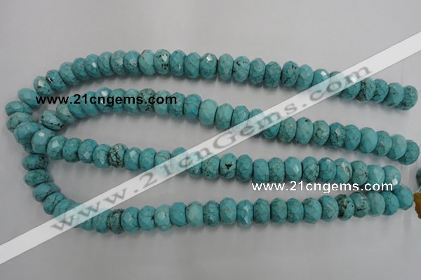 CWB447 15.5 inches 8*12mm faceted rondelle howlite turquoise beads